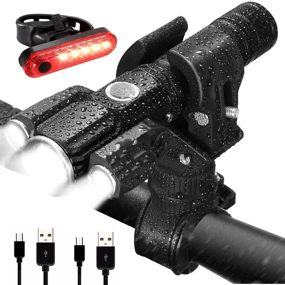 10000LM Super Bright Rechargeable Bike Light Set,4 4 Modes,Powerful Bicycle Front Headlight and Back Taillight,Triple IPX6 Waterproof Bike Lights for Night Riding,Bike Light for Road Mountain Cycling
