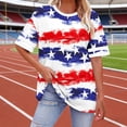 thumbnail image 3 of Xdegoge American Flag Paint Splatter Graphic T Shirt for Women Short Sleeve Striped Crewneck Casual Loose Independence Day Patriotic Event Summer Vacation Shirts Tops, 3 of 6