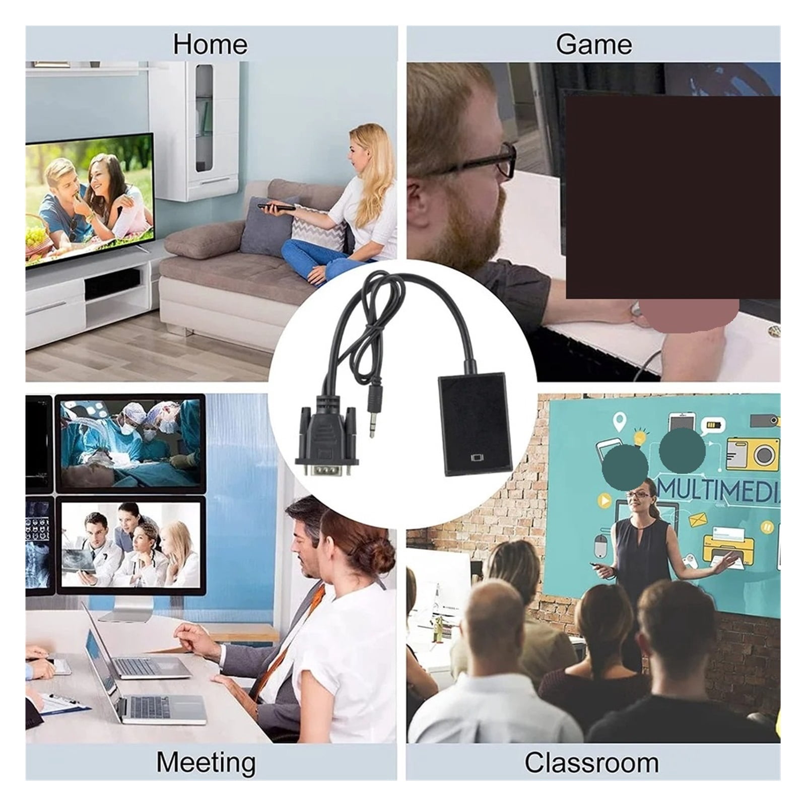 VGA to HDMI Converter Adapter Male to Female Cable with 1080P VGA Adapter for Projector