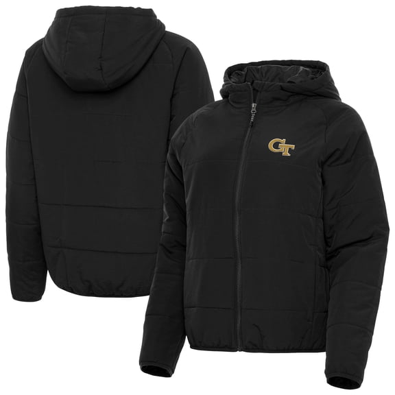 Women's Antigua Black Georgia Tech Yellow Jackets Universe Full-Zip Hoodie Jacket