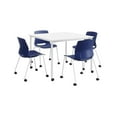 thumbnail image 2 of KFI Dailey 42in Square Dining Set - White Table - Navy Chairs w/Casters, 2 of 3