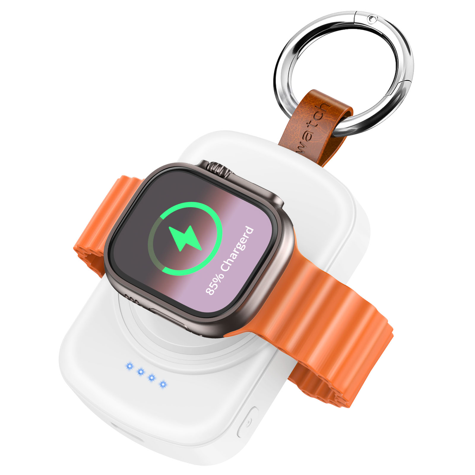 MYXON 1800mAh Portable Wireless Watch Charger for Apple Watch, Keychain Design, Type-C Cable, USB Powered