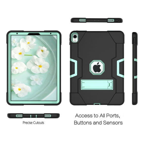 Goldcherry for iPad Pro 11 in Case.Hybrid Shockproof Rugged Anti-Impact Drop Protection Cover Built with Kickstand Compatible with Apple ipad Pro 11" 2018 Tablet(Black/Mint Green)