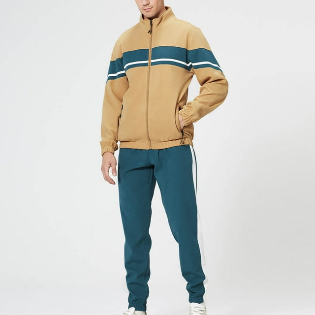 tumgatte Pantalon de Sport Homme à Blocs de Couleur Poche Zippée Manches Longues Col Ensemble jusqu'à 45 % de Réduction