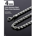 thumbnail image 7 of Gold Rope Chain for Men 2.5mm 3mm 4mm 18K Gold Plated Stainless Steel Rope Chain Necklace for Mens Women, 7 of 7