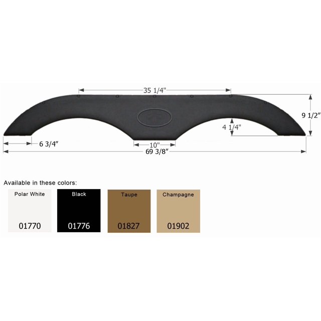 Icon Jupe d'Aile 01776 Tandem; Convient à Diverses Marques Y Compris Crossroads/Dutchmen/Forest River/Keystone/Palomino; Longueur 69-3/8 Pouces x Hauteur 9-1/2 Pouces; Noir; Plastique ABS; Tandem; Simple