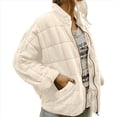 thumbnail image 2 of Chaquetas Acolchadas para Mujer, Informales, de Cuello Alto, Larga, Abrigos de Invierno Extragrandes con Cremallera Cremoso XL, 2 of 7