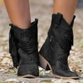 thumbnail image 3 of Bottes de Moto Gladiateur Style Bohème pour Femmes à Talon Bas Mi-Mollet, Bottes de Cowboy à Franges, Chaussures Printemps Automne, Bottes à Franges pour Femmes, 3 of 10