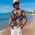 thumbnail image 4 of KUIFORTI Hibiscus Floral Couple Matching Outfits His and Hers Matching Outfits Vacation Lightweight Casual Beach Vacation Party Shirt 4-Way Stretch Suitable for Everyday Casual Wear, 4 of 7