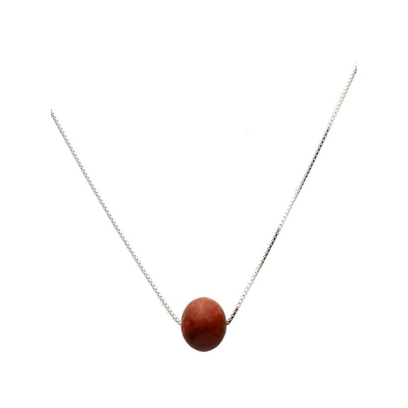 Sterling Silver Chain Round Simulated 12mm Bamboo Coral Necklace 20" 2"