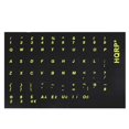 thumbnail image 1 of HQRP English Keyboard Stickers Yellow Lettering on Black Background works with All PC / Laptops / Desktops, 1 of 5