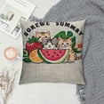 thumbnail image 2 of Orinice Cats Throw Pillow Cover Sweet Summer Fruit Cat Pillow Covers Pillowcovers Soft Double Side Print Sofa Linen Square Throw Pillowcover  for Living Room Bedroom Car Decor White, 2 of 5