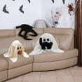 thumbnail image 5 of QLUEWX Halloween Sherpa Ghost Plush Decor with Blanket, 10.63 Inch Cute Stuffed Ghost Ornament with Black Cat Bat Pumpkin for Tiered Tray Tabletop Home Party Boo Basket Gift for Kids Toddlers, 5 of 6