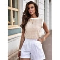 thumbnail image 4 of Women'S Eyelet Tank Tops Floral Casual Round Neck Sleeveless Fashion Beach Vacation Clothes Khaki L, 4 of 7