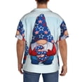 thumbnail image 3 of Balery Cute Gnomes in USA1 Camisa Casual de Manga Corta con Botones para Hombre, Texturizada, Estilo Cubano, para Playa, Verano-Small, 3 of 5