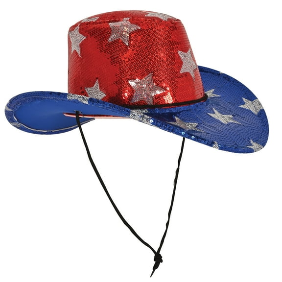 Sequined Patriotic Cowboy Hat, (1/Pkg)
