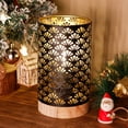 thumbnail image 3 of Metal Lamp Battery Powered 7.5''H Accent Cordless Lamp with 6-Hours Timer Battery Lamp for Weddings Party Patio Garden Indoors Outdoors Table Balcony（with Wooden Base）, 3 of 9