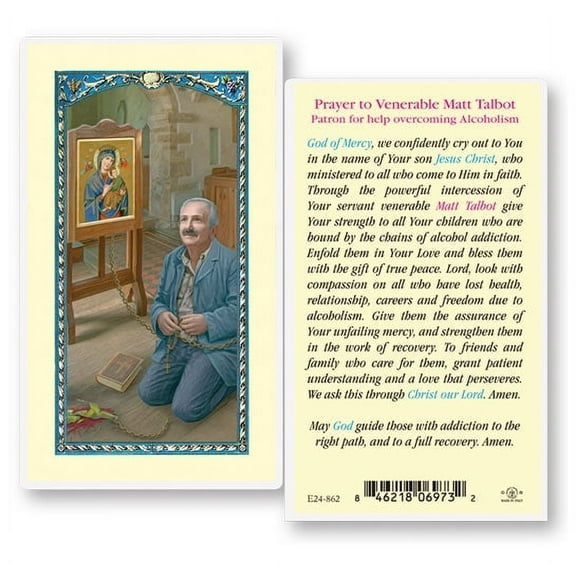 Saint Matt Talbot Laminated Catholic Prayer Holy Card with Prayer on Back, Pack of 25