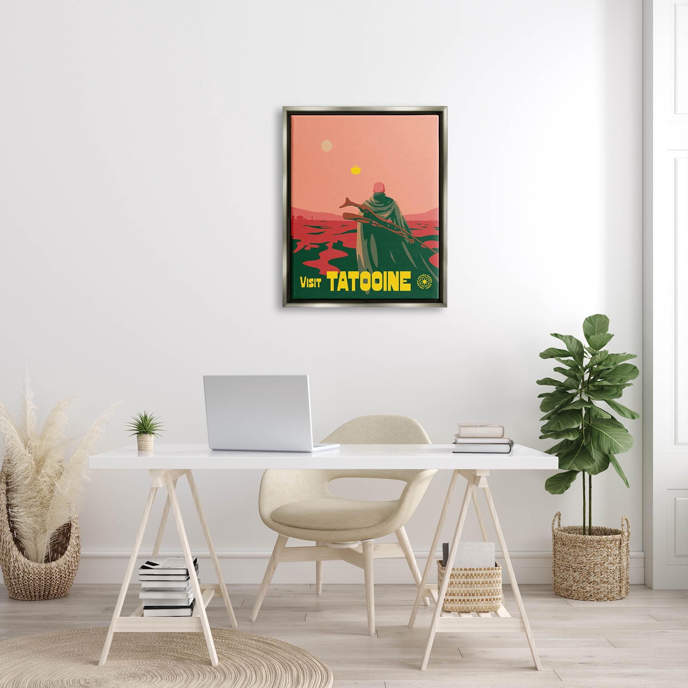 Stupell Industries Vast Tatooine Landscape Science Fiction Graphic Art Luster Gray Floating Framed Canvas Print Wall Art, Design by Matheus Lopes Castro