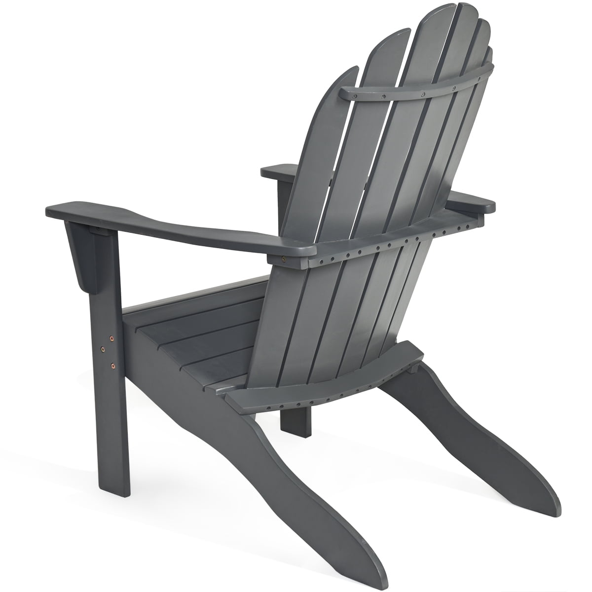 Costway Outdoor Adirondack Chair Accent Chair Solid Wood sturdy Patio Garden Deck Furniture Gray