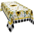 thumbnail image 4 of Summer Sunflower Tablecloth Rectangle/Oval Black and White Buffalo Plaid Rustic Table Cloth Outdoor Waterproof Tablecloths for Party Picnic Polyester Table Cover for Dining/Kitchen Decoration 60x120in, 4 of 6