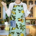 thumbnail image 6 of Yellow Lemon Fruit Flowers LightBlue Apron-Garden Aprons for Women with Pockets-Cotton Linen Waterproof Kitchen Cooking Gardening Aprons Adjustable for Kitchen,Cooking,BBQ and Salon 33x27 Inch, 6 of 7