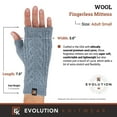 thumbnail image 3 of Wool Cable Knit Fingerless Mittens - Made in the USA - Super Soft Merino Wool - Small - Blue Grey, 3 of 7