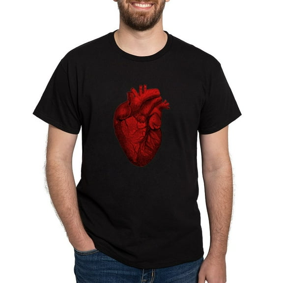 CafePress - Vintage Anatomical Human Heart Dark T Shirt - Men's Classic Graphic Cotton T-Shirt