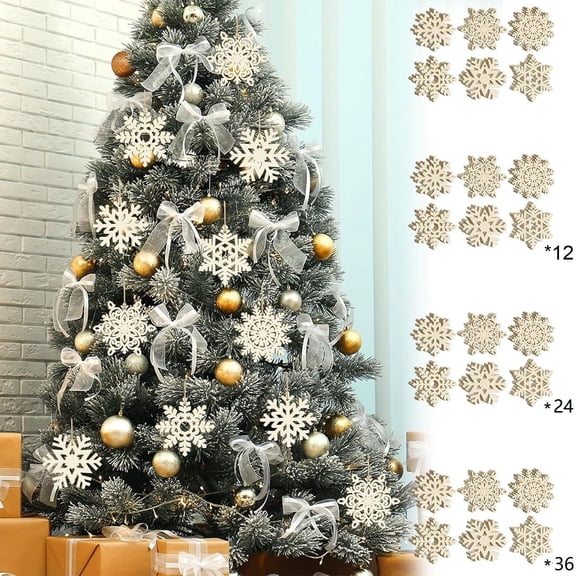Yyuenw Snowflake DIY Christmas Ornaments set, Wooden Snowflake Cutouts, Blank Wood Snowflake Ornaments, DIY Christmas Hanging Decor Set of 6