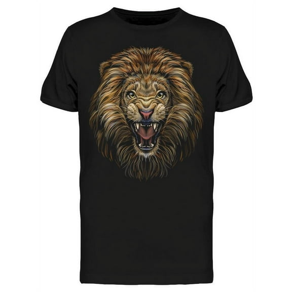 Lion Face Cartoon T-Shirt Men -Image by Shutterstock, Male Medium