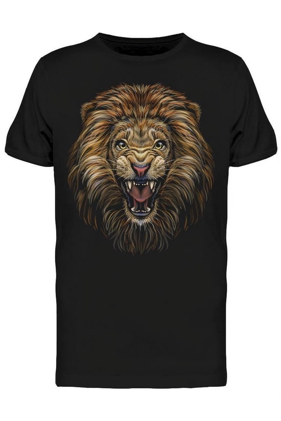 Lion Face Cartoon T-Shirt Men -Image by Shutterstock, Male Medium