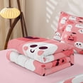 thumbnail image 5 of Erosebridal Cute Ghost Zipper Twin Comforter Sets with Fitted Sheet and 2 Pillowcases, Cartoon Pumpkin Lollipop Cobweb Zipper Bedding Set for Girls, Light Pink Orange White, Pink Reversible, 5 of 7
