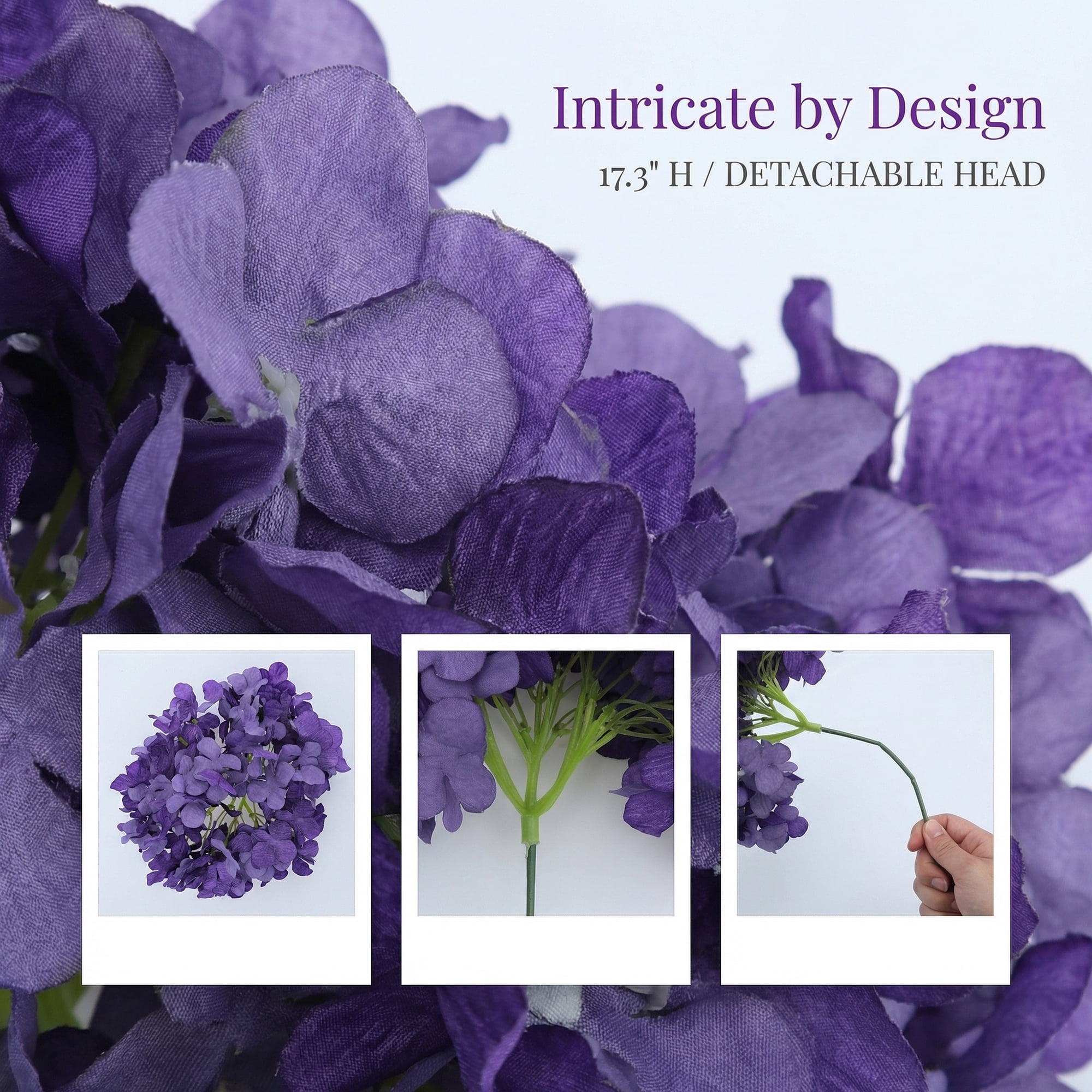 Unique Bargains Artificial Hydrangea Flowers Silk Bouquet Dark Purple 17.3inch