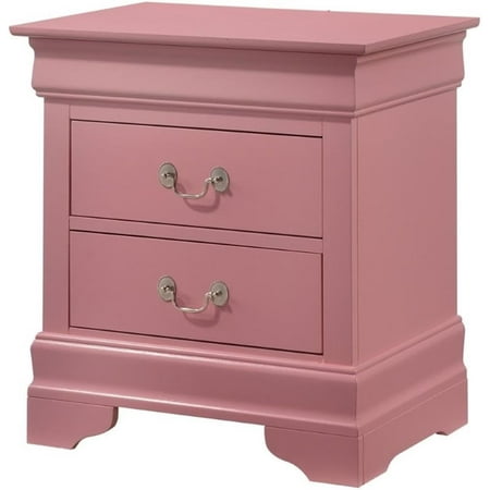 Glory Furniture Louis Phillipe 2 Drawer Nightstand in Pink