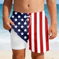 thumbnail image 2 of Kids Boys USA 250th Anniversary Stars and Stripes Print Swim Trunks Knee Length Double Layer Design Patriotic Theme Casual Summer Beach Shorts Blue 5 Years-6 Years, 2 of 5