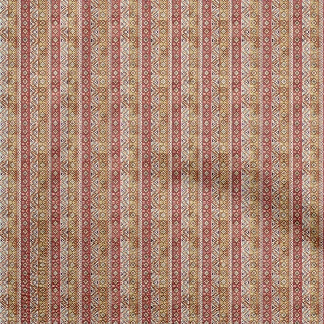 oneOone Polyester Spandex Red Fabric Asian Kilim Sewing Craft Projects Fabric Prints By Yard 56 Inch Wide
