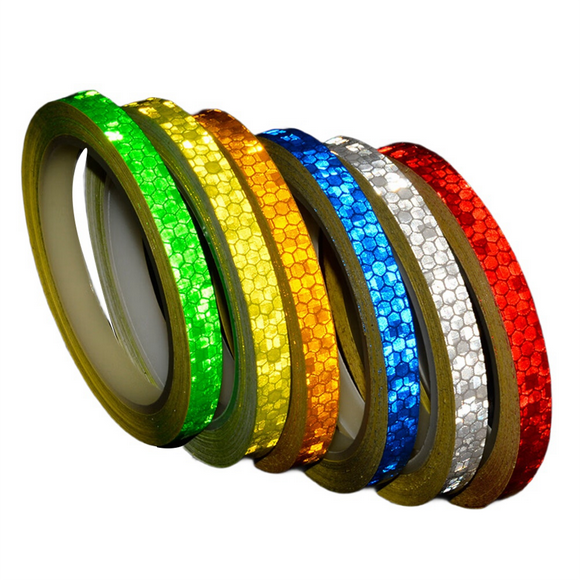 8m PVC Reflective Tape Bicycle Wheels Reflective Sticker Fluorescent Bike Reflective Adhesive Tape for Cycling Safety