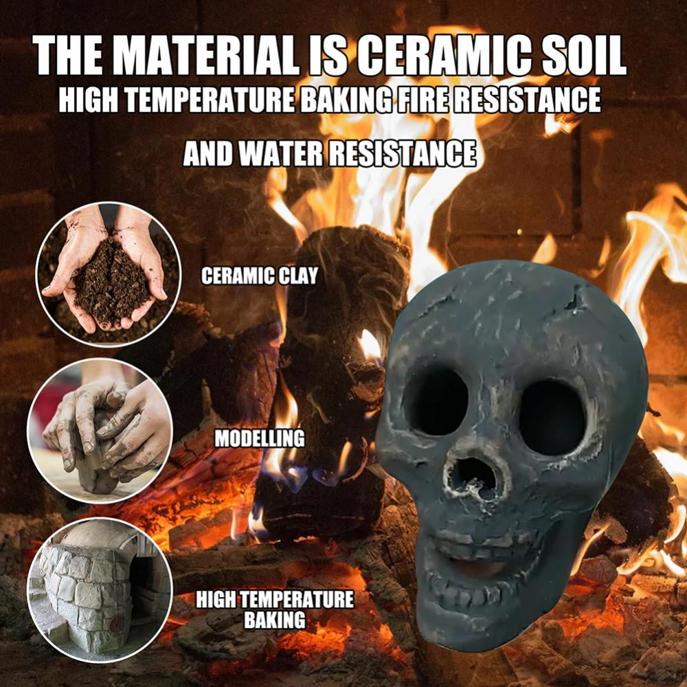 Ceramic Skull Bones for Indoor and Outdoor Fire Pits and Fireplaces Single Fireproof