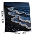 thumbnail image 4 of Ocean Wave Wall Art with 3D Pearl Embellishments on Fabric Canvas Blue and Black Seascape Decor, 4 of 8