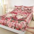 thumbnail image 3 of Homewish Cute Cartoon Gnome Twin Sheet Sets,Pink Rose Flower Twin Fitted Sheet,Happy Valentine'S Day Flat Sheet For Teens,Ultra Soft Home Decor,3 Pieces, 3 of 7