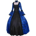 thumbnail image 1 of Vestido largo de otoño-invierno para mujer, vestido de fiesta medieval gótico retro con estampado floral, vestido de fiesta estilo palacio, vestido de cóctel con mangas de trompeta y encaje, 1 of 5