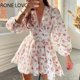 thumbnail image 1 of Women Floral V neck Puff Sleeve Lace Sweet Short DressS Gao Jinjia LED, 1 of 1