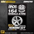 thumbnail image 1 of BNDS 1/64 ABS Wheels Rubber Tires by WHITE Assembly Rims Modified Parts JDM VIP Style for Model Car Vehicle 4pcs Set S BC26402S-WH, 1 of 5