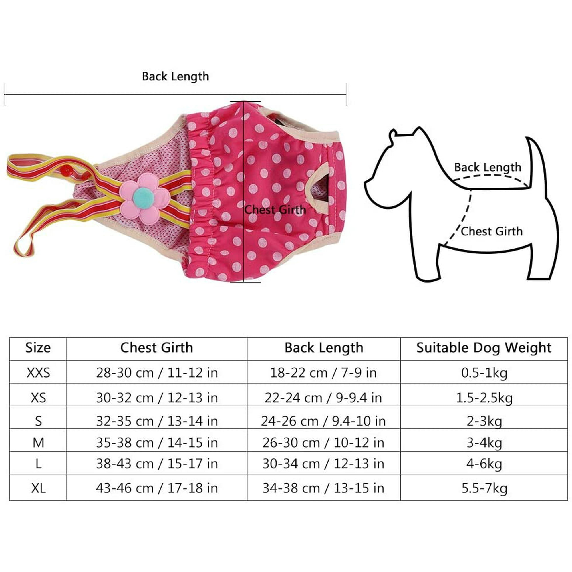Hengyun1 Dog Diapers Female Dog Physiological Underparts 6 Sizes Washable Protective Pants Hygiene Underpants Sanitary Diaper Rose Red Dog Diapers Siz