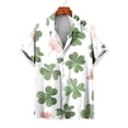 thumbnail image 2 of Camisas de verano con estampado de trébol de cuatro hojas para hombre y mujer, camisas casuales de manga corta con solapa, estilo hawaiano, para playa, estilo urbano, 2 of 5