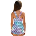 thumbnail image 2 of Xixirimido Mermaid Scale Gradient Print Girls Swimsuit Sleeveless One Piece Skirted Swimwear Modest Hawaiian Bathing Suit for Beach Water Park Kids Swim Dress, 10-11 Years, 2 of 7