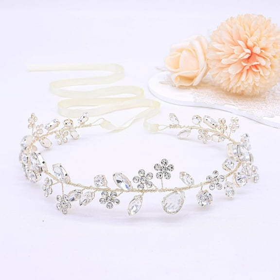 Bridal Crystal Headbands Wedding Headpieces For Women and Girls Flower Design Wedding Headbands For Prom, Parties (Silver)
