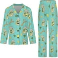thumbnail image 4 of Top-kevin Womens Pajamas Set Hearts Leopard Lips Pattern Soft Long Sleeve Sleepwear Button Down Sets, 4 of 12