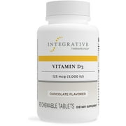 Integrative Therapeutics Vitamin D3 125 mcg (5,000 IU) - Immune System & Bone Support Supplement* - Gluten Free  Zero Sugar - 90 Chocolate Flavored Chewable Tablets