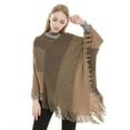 thumbnail image 2 of Prolriy Shawl Wraps for Women, Women Striped Poncho with Tassels Knitted Shawl Scarf Fringed Wraps Pashminas Sweater Pullover Cape Gifts for Women Shawl Wrap Cloak Khaki One Size, 2 of 4